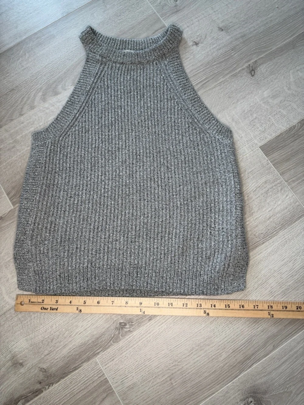 Madewell Gray Marled Ribbed Knit Mock Neck Sleeveless Sweater Tank M - Picture 5 of 6